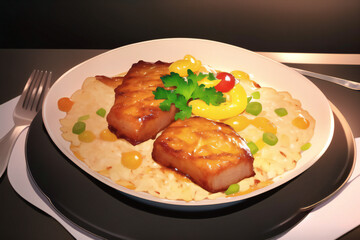 Anime Style Rice Dish