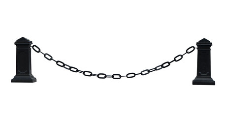 metal poles and chain link fence