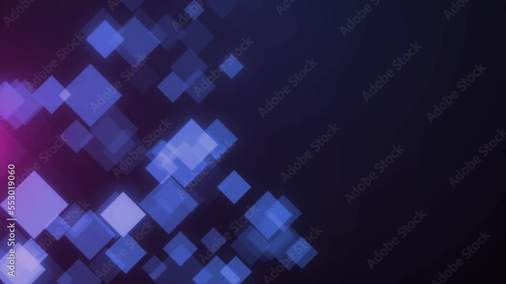 Poster blue square shape animated on red light background,square box digital geometric shape background. di