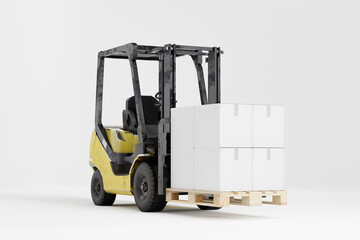 Transport for delivery with boxes on white background 3d render