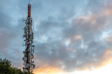 Signal repeater antennas at sunrise