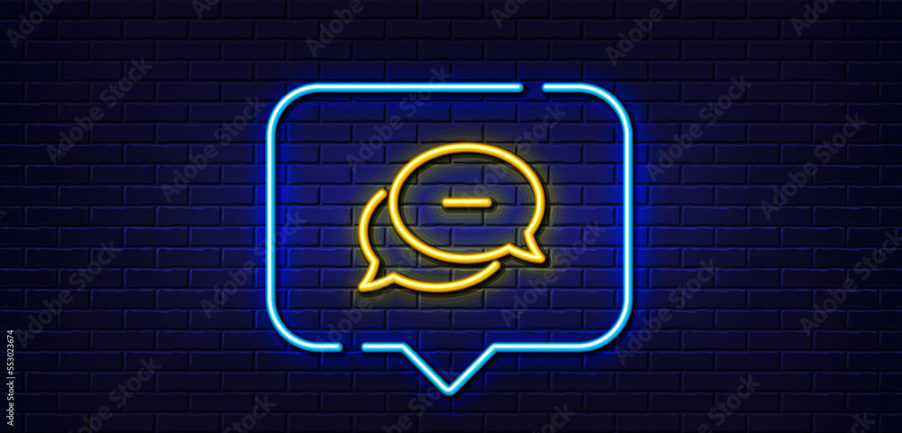 Poster neon light speech bubble. dots message line icon. chat comment sign. speech bubble symbol. neon ligh