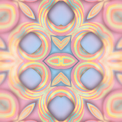 Fototapeta na wymiar Abstract pattern from a group of iridescent twisted shapes. Geometric art background. 3d rendering digital illustration