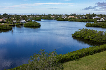 Fototapeta na wymiar View of the intercoastal waterway near Sarasota, FL on west coast of FL