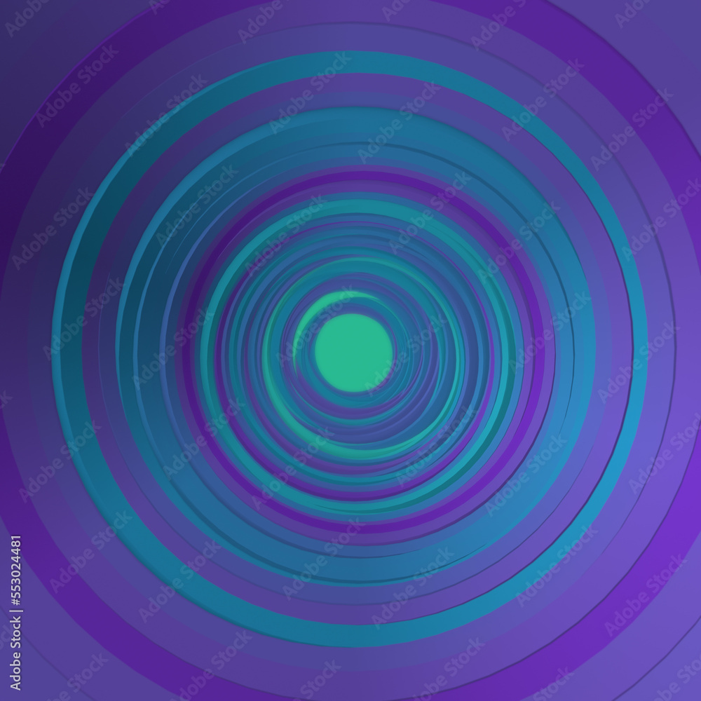 Fototapete abstract pattern of circles going deep. modern background. design element. 3d rendering digital illu