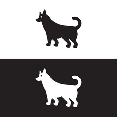 Dog animal logo template design . icon logo . silhouette logo 