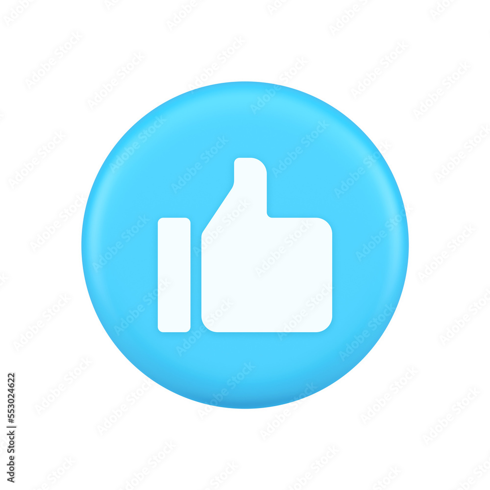 Poster Thumb up like cool button cyberspace approve acceptance communication 3d realistic icon