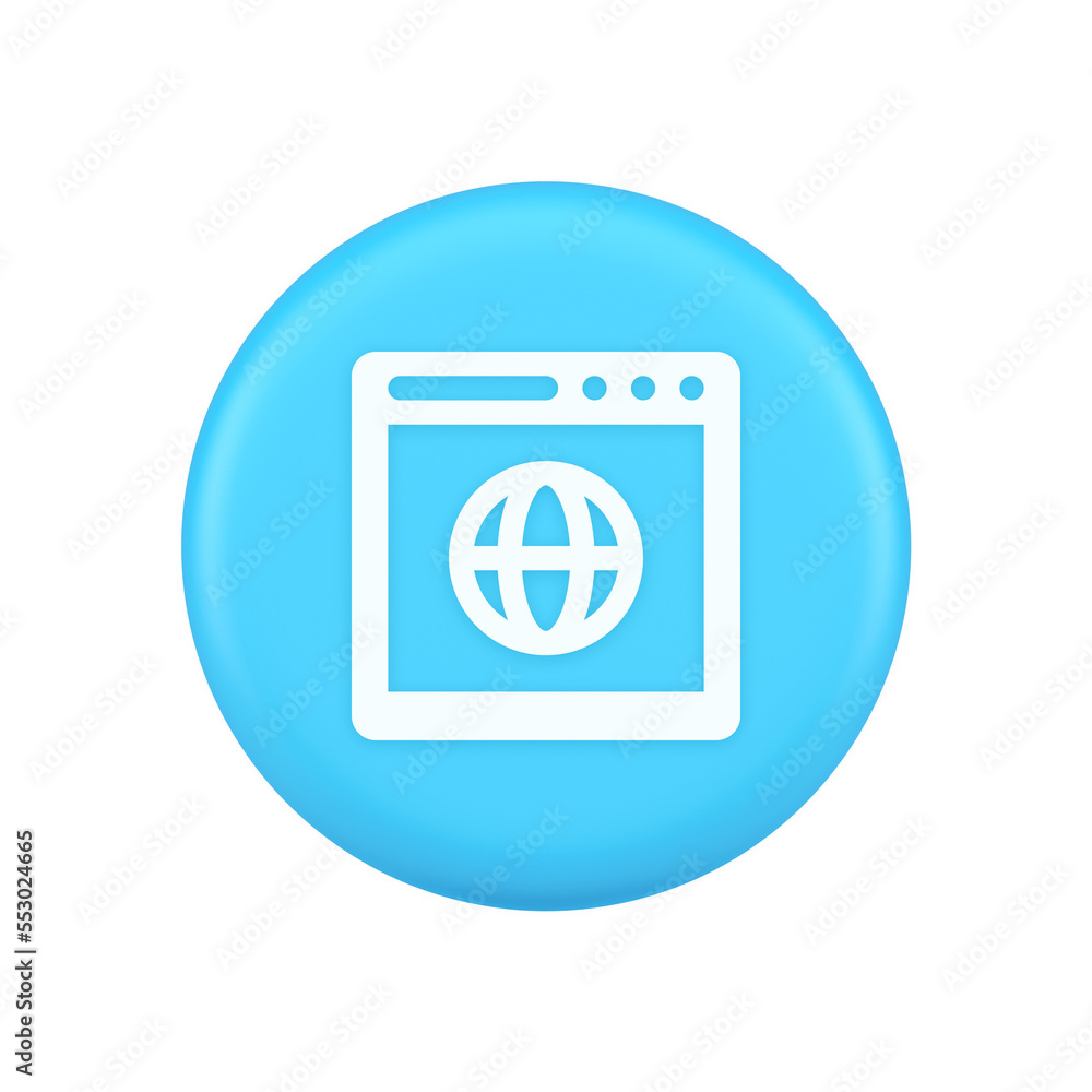 Poster browser website internet searching online connection button web page information 3d icon
