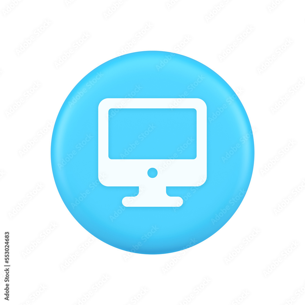 Poster computer monitor connection button cyberspace digital technology 3d realistic icon