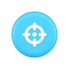 Target aim accuracy focus button application weapon shot bullseye 3d realistic icon