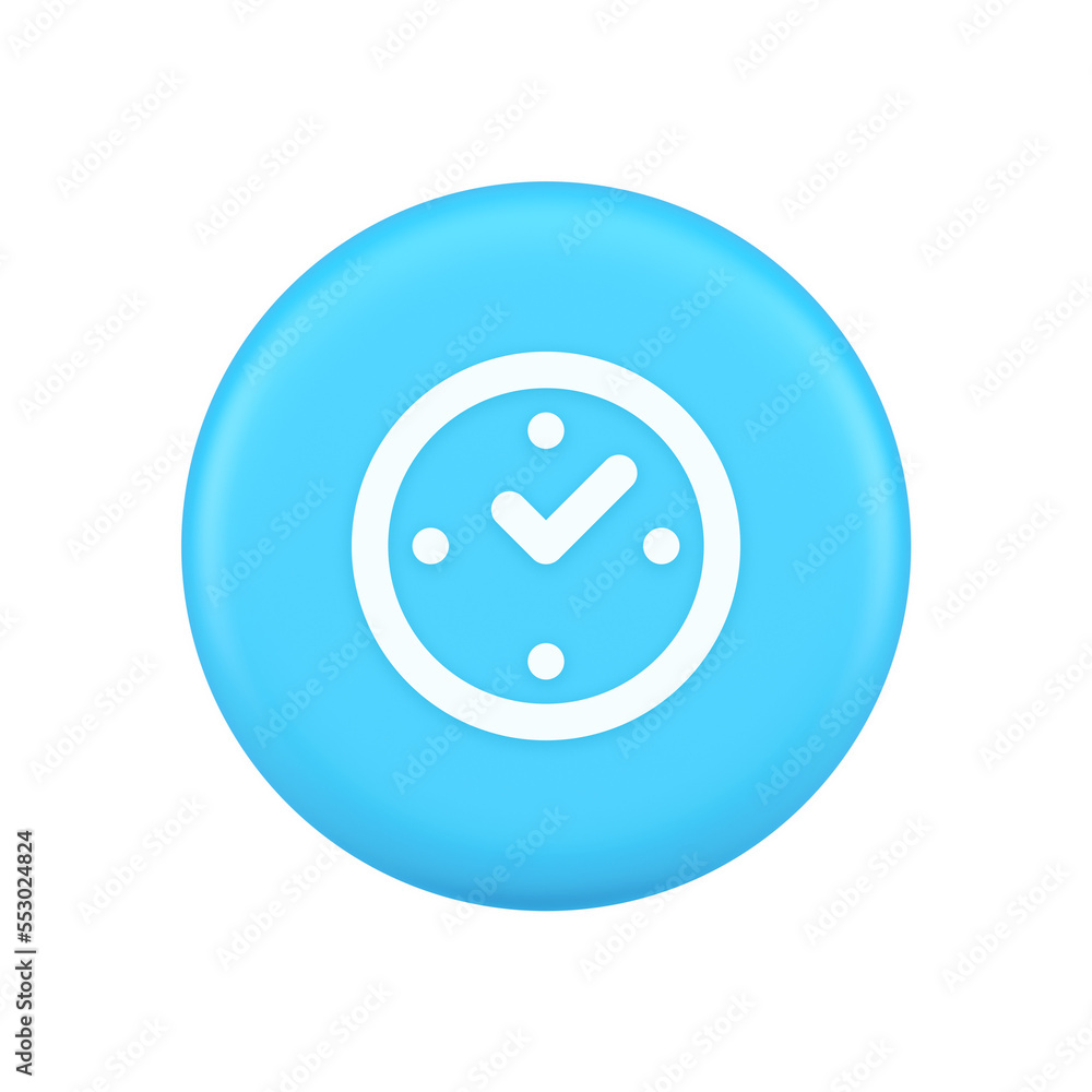Aufkleber watch time control button alarm clock deadline checking web app design 3d realistic icon