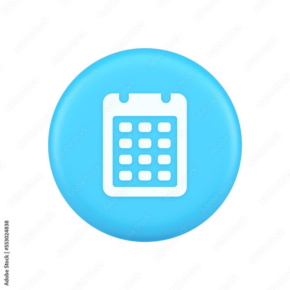 Poster calendar web app button design agenda meeting deadline time management 3d realistic icon