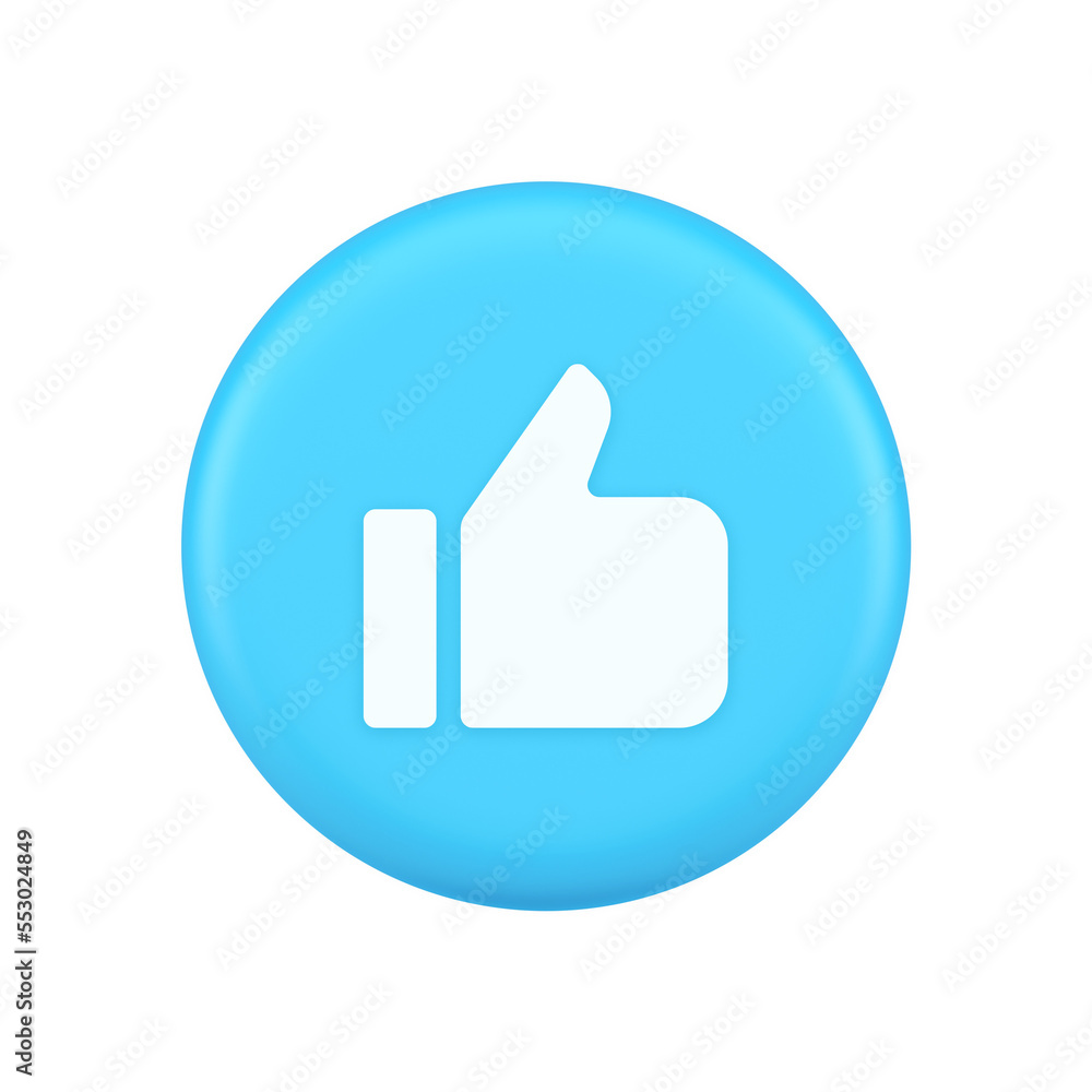 Poster Like thumb up approve rating button confirmation cool website networking 3d realistic icon