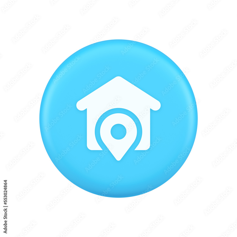 Poster house location gps route button distance navigation map pin pointer address direction 3d icon