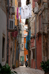 Fototapeta na wymiar A beautiful alley in the City of Rovinj, Croatia.