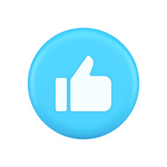 Like thumb up approve rating button confirmation cool website networking 3d realistic icon