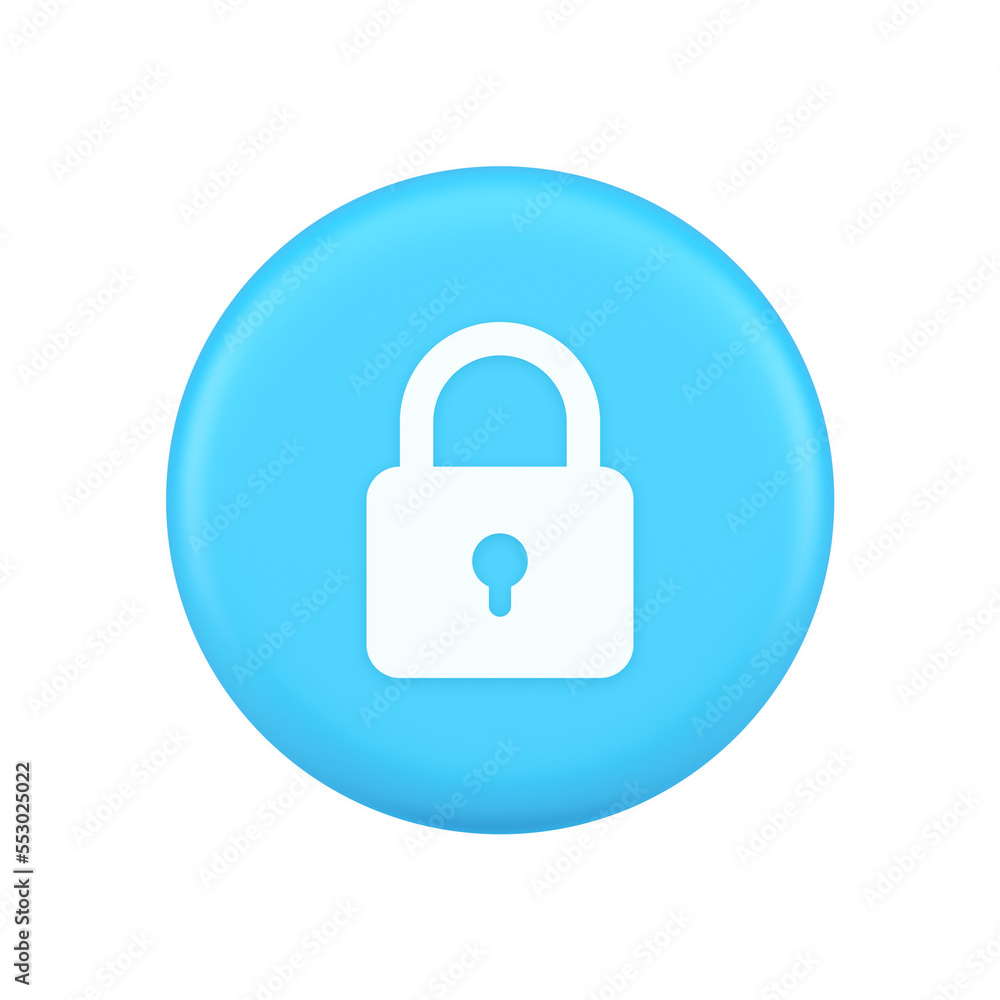 Poster padlock locking web access button password security protection safe encryption 3d icon