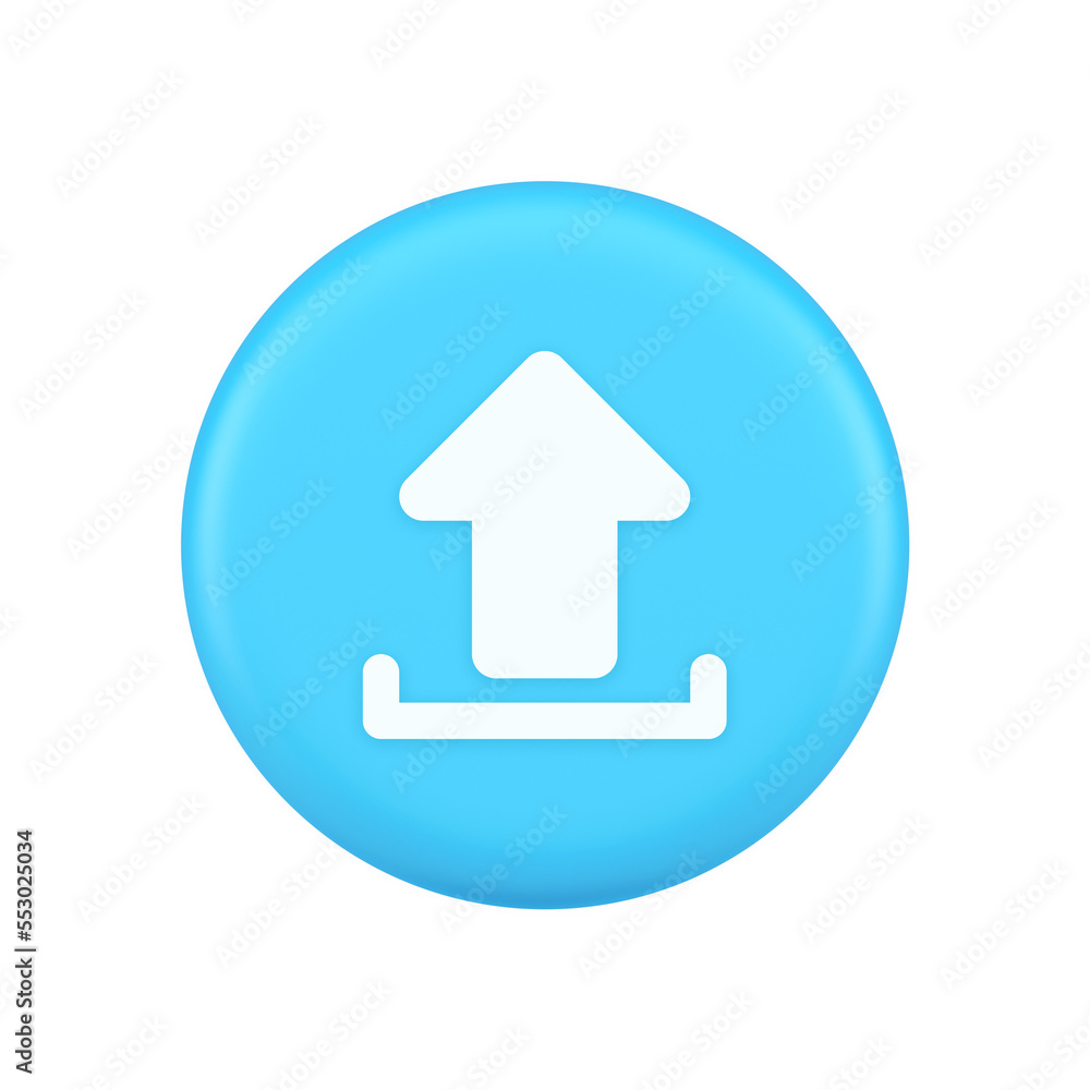 Poster upload up arrow button document multimedia file exchange cyberspace storage 3d icon