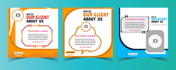 Fototapeta premium Modern and creative client testimonial social media post design customer service feedback review