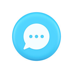 Fototapeta premium Think bubble chat button online dialogue social network communication 3d realistic icon