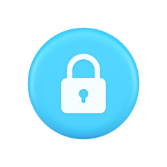 Padlock locking web access button password security protection safe encryption 3d icon