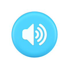 Volume sound button speaker acoustic level noise wave control 3d realistic icon