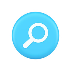Browsing internet searching button magnifying glass analyzing information 3d realistic icon