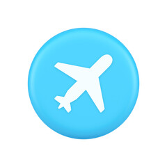Airplane plane travel button flying vehicle commercial jet navigation 3d realistic icon