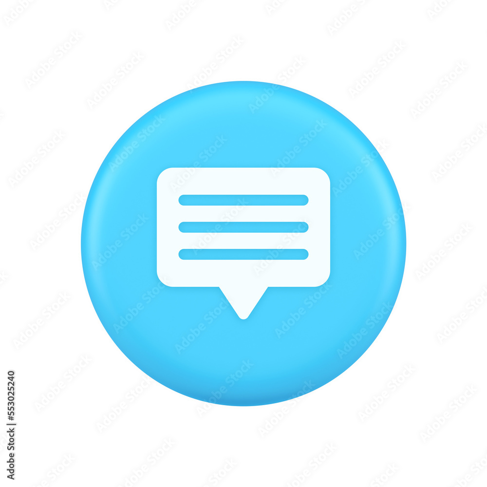 Poster chat box speech bubble button social networks texting internet communication 3d icon