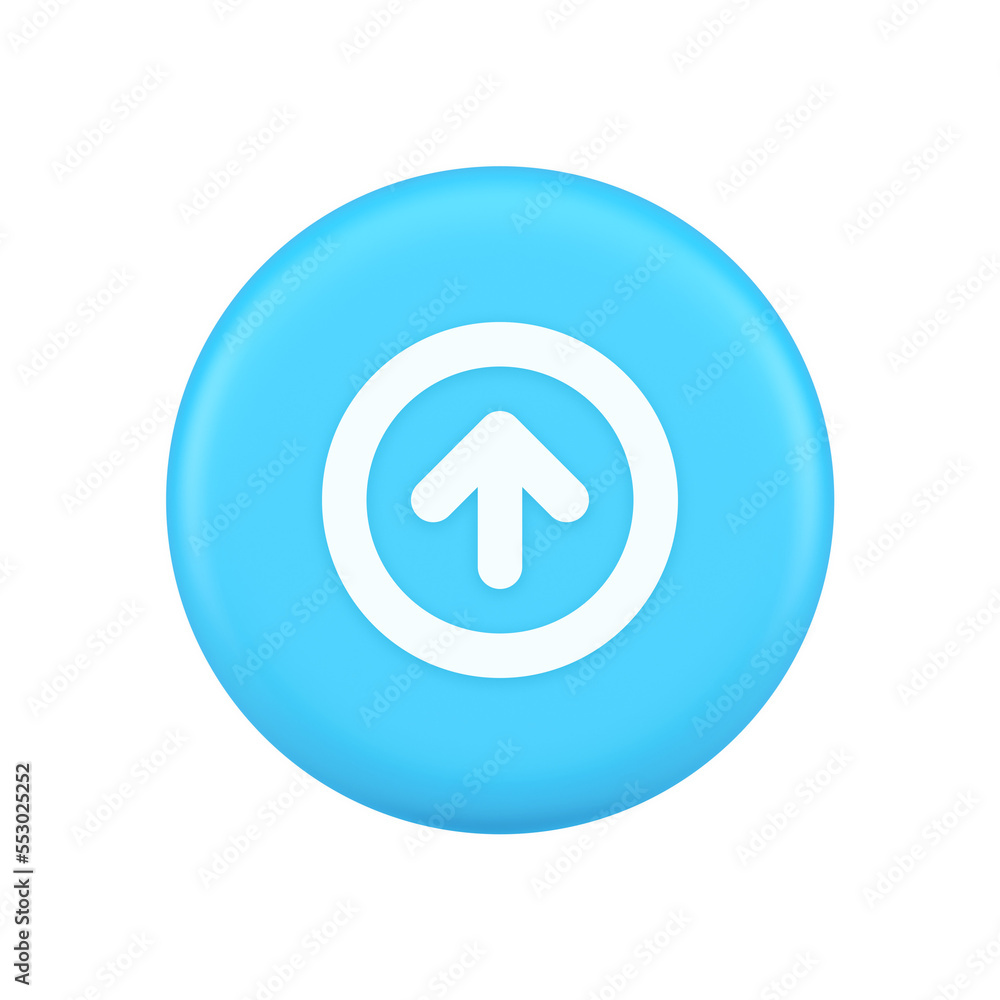 Poster up arrow round border button cyberspace navigation pointer 3d realistic icon