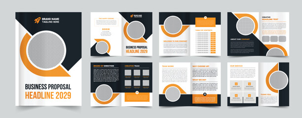 company profile brochure template layout design, 12 pages corporate brochure design template, Minimal Business Brochure template design