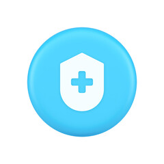 Obraz premium Medical secure shield check plus button approval confidential medicine protection 3d icon