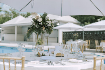 An elegant wedding venue on a sunny day