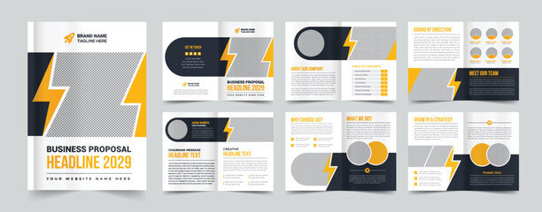Obraz na płótnie Canvas company profile brochure template layout design, 12 pages corporate brochure design template, Minimal Business Brochure template design