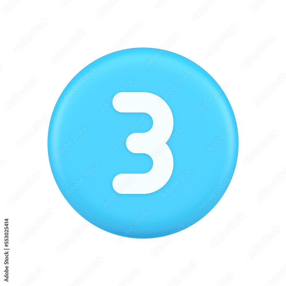 Poster three number button internet communication texting message character 3d realistic icon