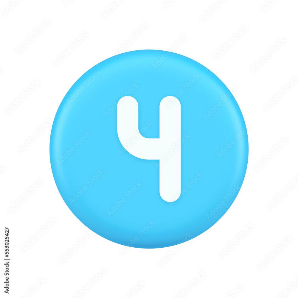 Poster four number blue round button keyboard interface financial calculation service 3d icon
