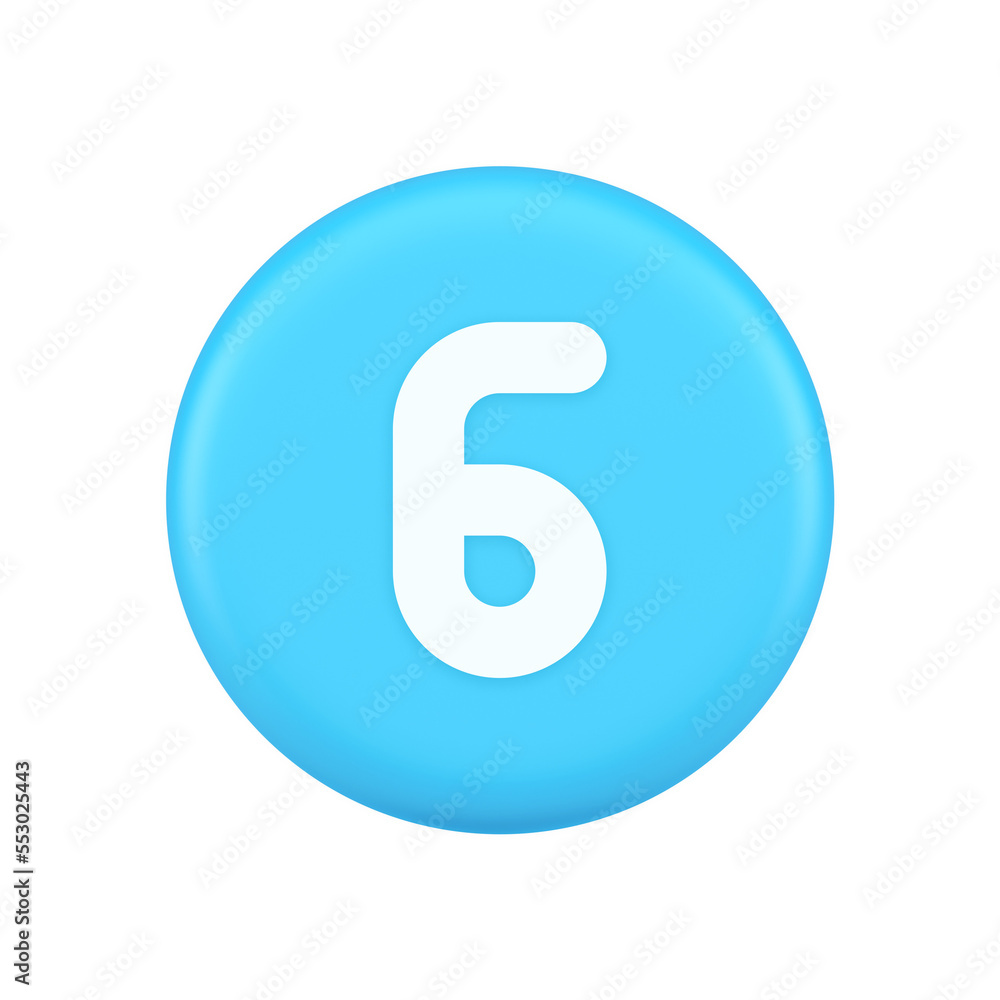 Poster six blue button number calculator finance counting user interface keyboard panel 3d icon