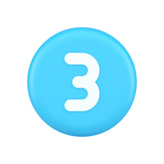 Three number button internet communication texting message character 3d realistic icon