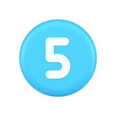 Five character calculator keyboard blue button financial counting 3d realistic icon