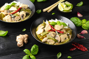 Thai green curry with chicken and vegetables