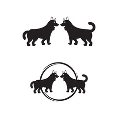 Circle dog animal logo design . icon logo . silhouette logo 