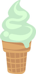 Soft ice cream. Summer dessert with mint flavor