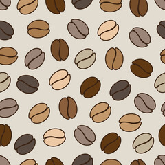 seamless pattern of coffee beans for coffee shop background. decoration cafe, place to eat and culinary events. for a coffee themed greeting card. for coffee-themed fabric motifs 