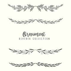 Hand drawn floral divider borders collection with branches and flower