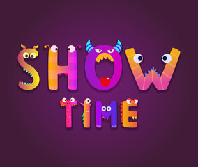 Playground title. showtime funny cartoon letters. Vector lettering for kids - obrazy, fototapety, plakaty