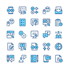 Survey line icons. Blue color. Vector line icons set