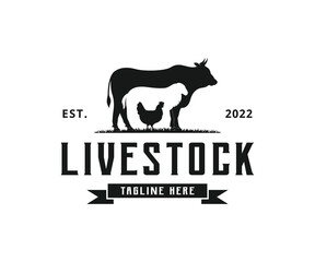 Livestock farm logo design template. Animal farm logo design