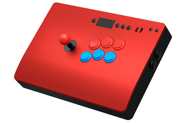Vintage arcade stick with joystick and tournament-grade buttons on white