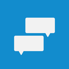 Blank speech bubble pin isolated on blue background illustration rendering. Social network communication concept. Vector illustration
