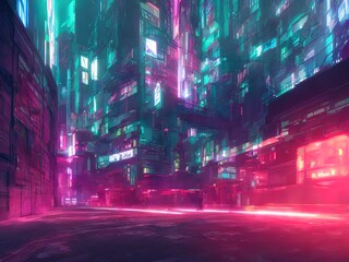 Fototapeta premium Generative AI 3D design cyberpunk environment